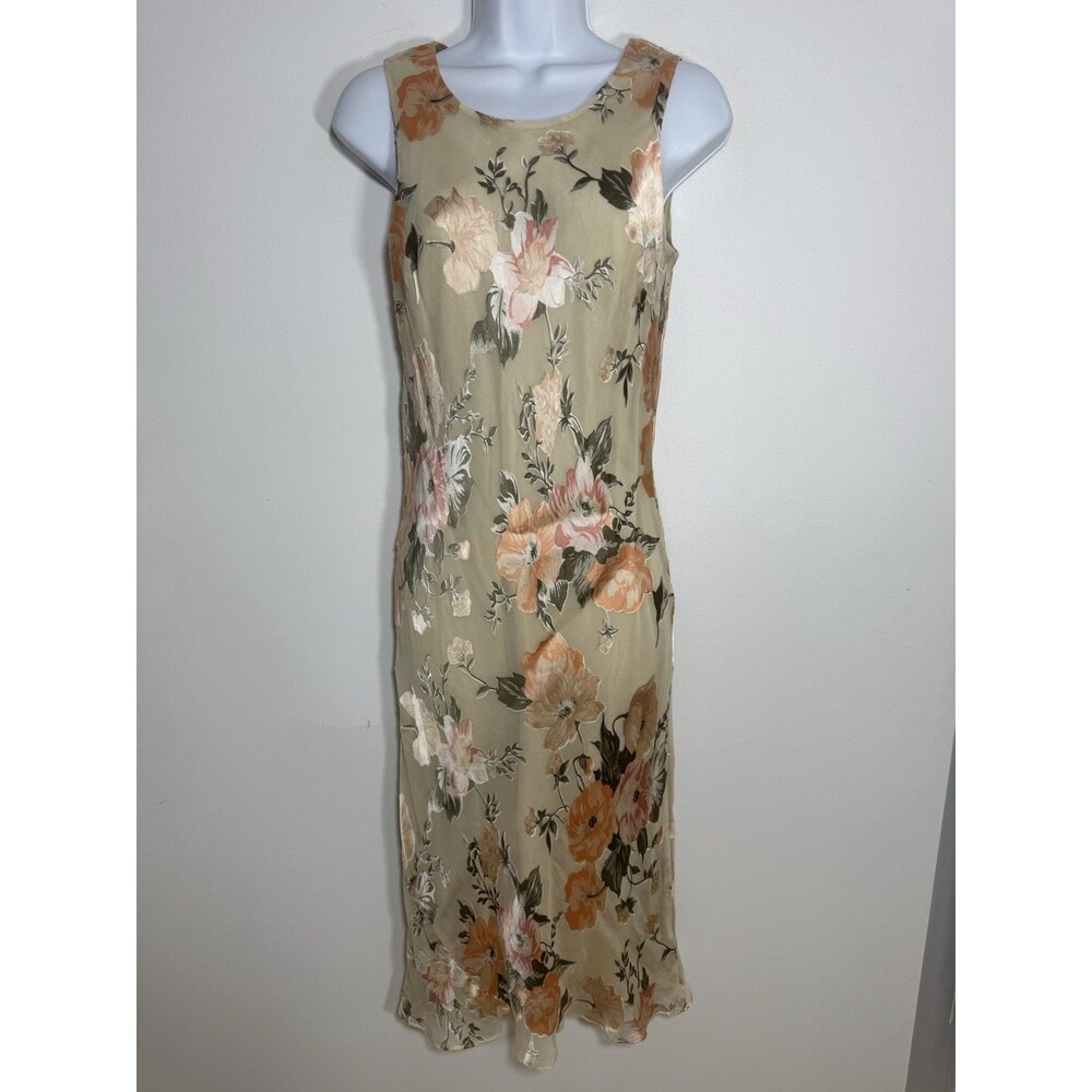 Vtg Casual Corner Midi Dress Sz 6 Bias Floral Silk Fairy Y2K 90s Whimsigoth